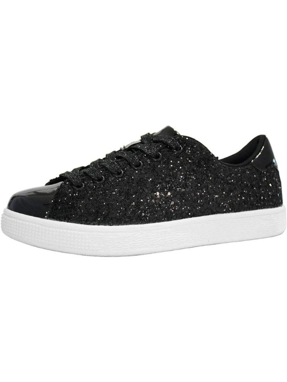 Women's Black Sparkle Bedazzled Bling Shiny Glitter Fashion Walking Sneakers